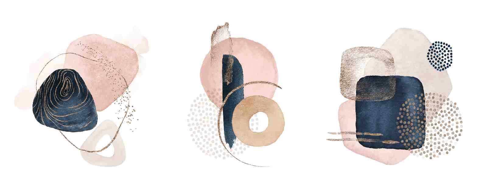 Abstract Blush & Navy Gold Wall Art Wall Art