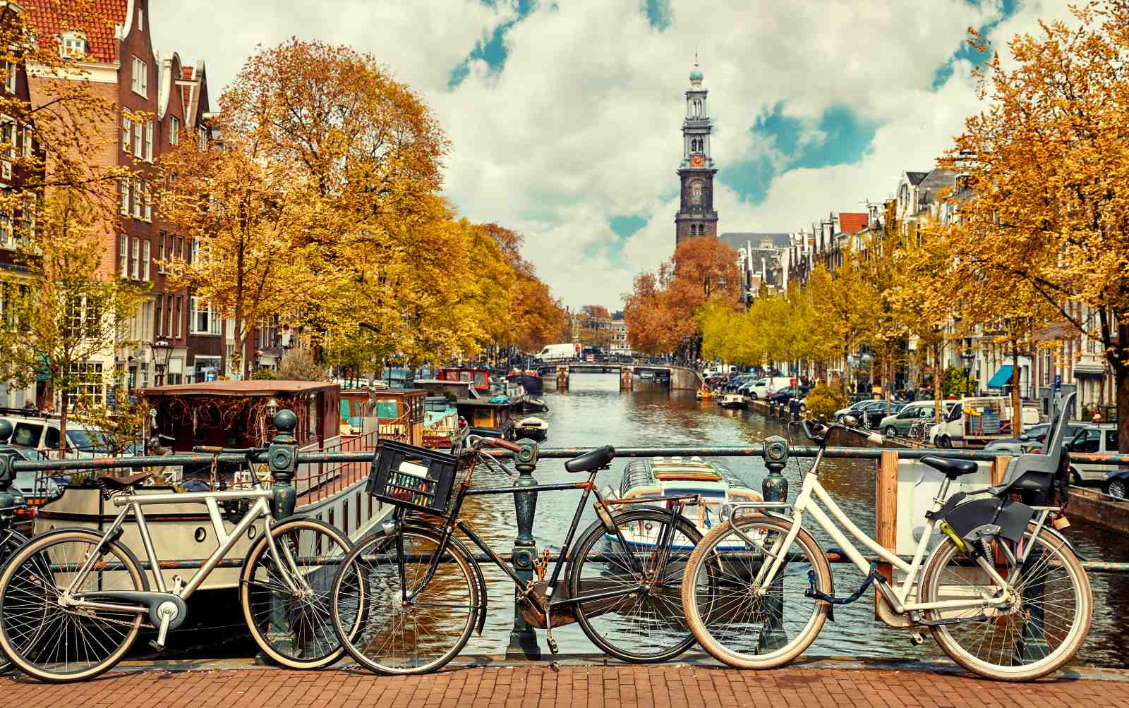 Autumn Amsterdam Canal Bicycles Wall Art
