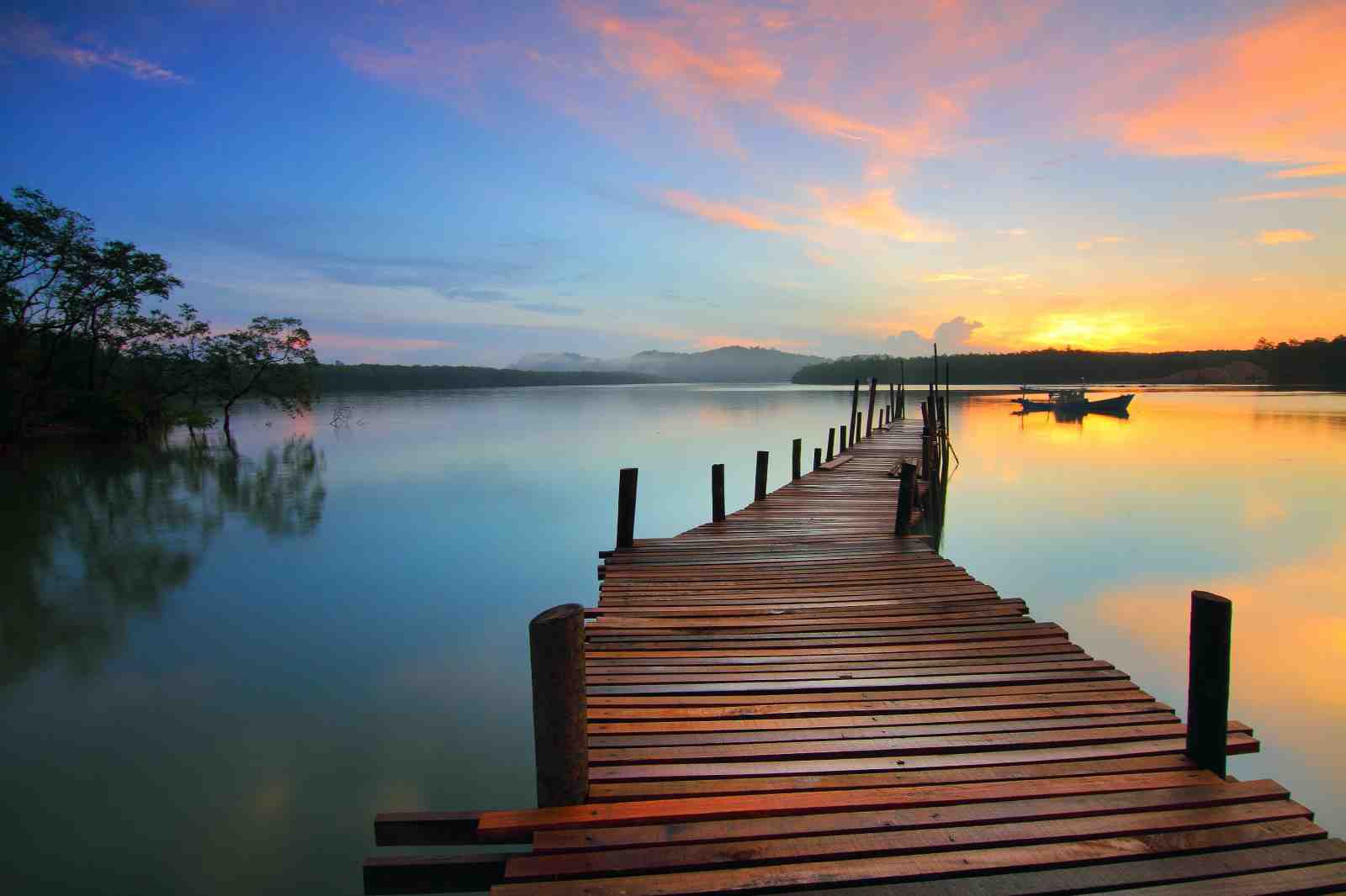 Tranquil Sunrise Dock Serenity Wall Art