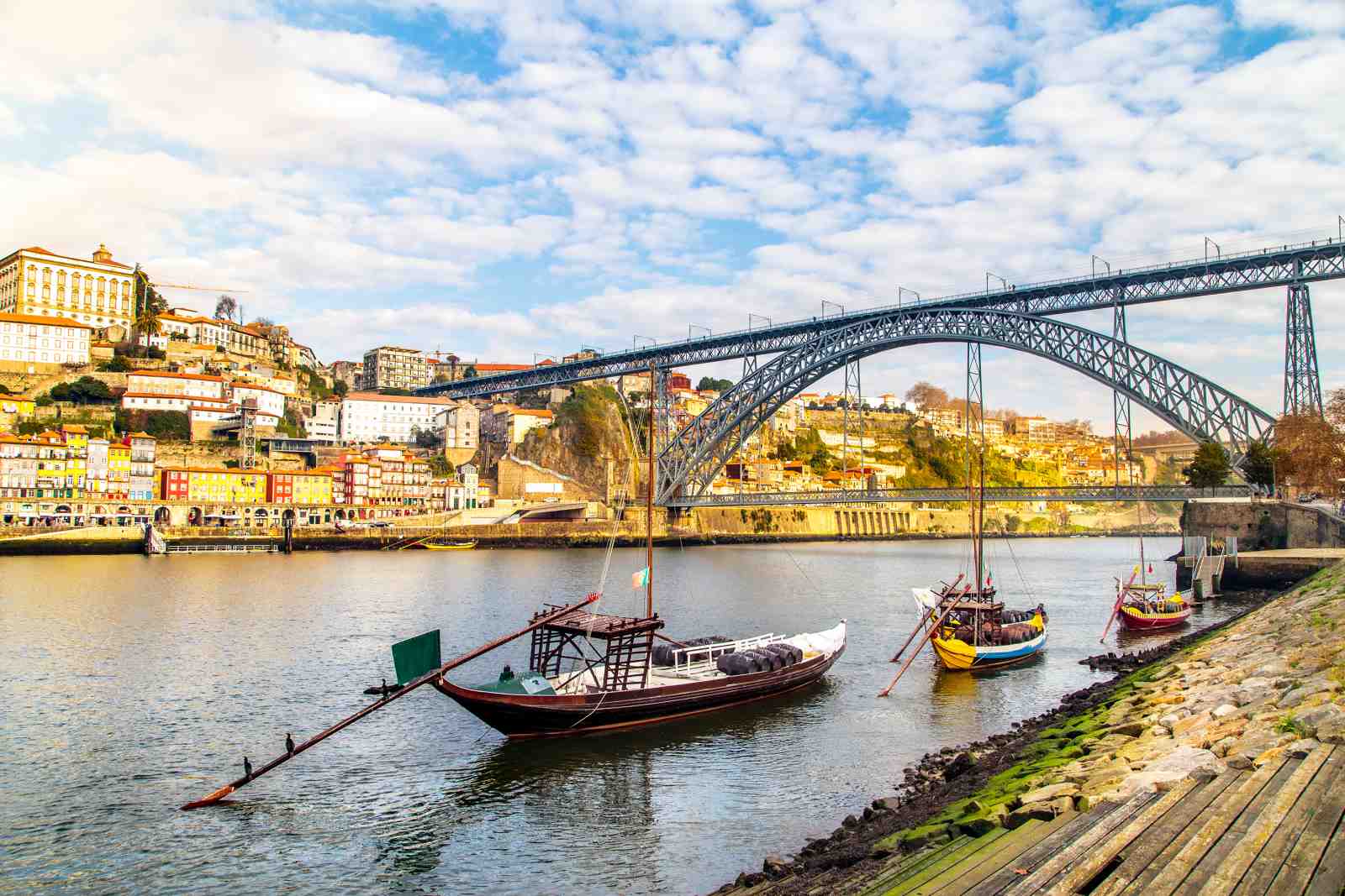 Porto Riverside Boats Eiffel Bridge Wall Art