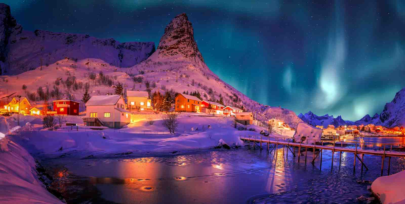 Aurora Borealis Village Wall Art