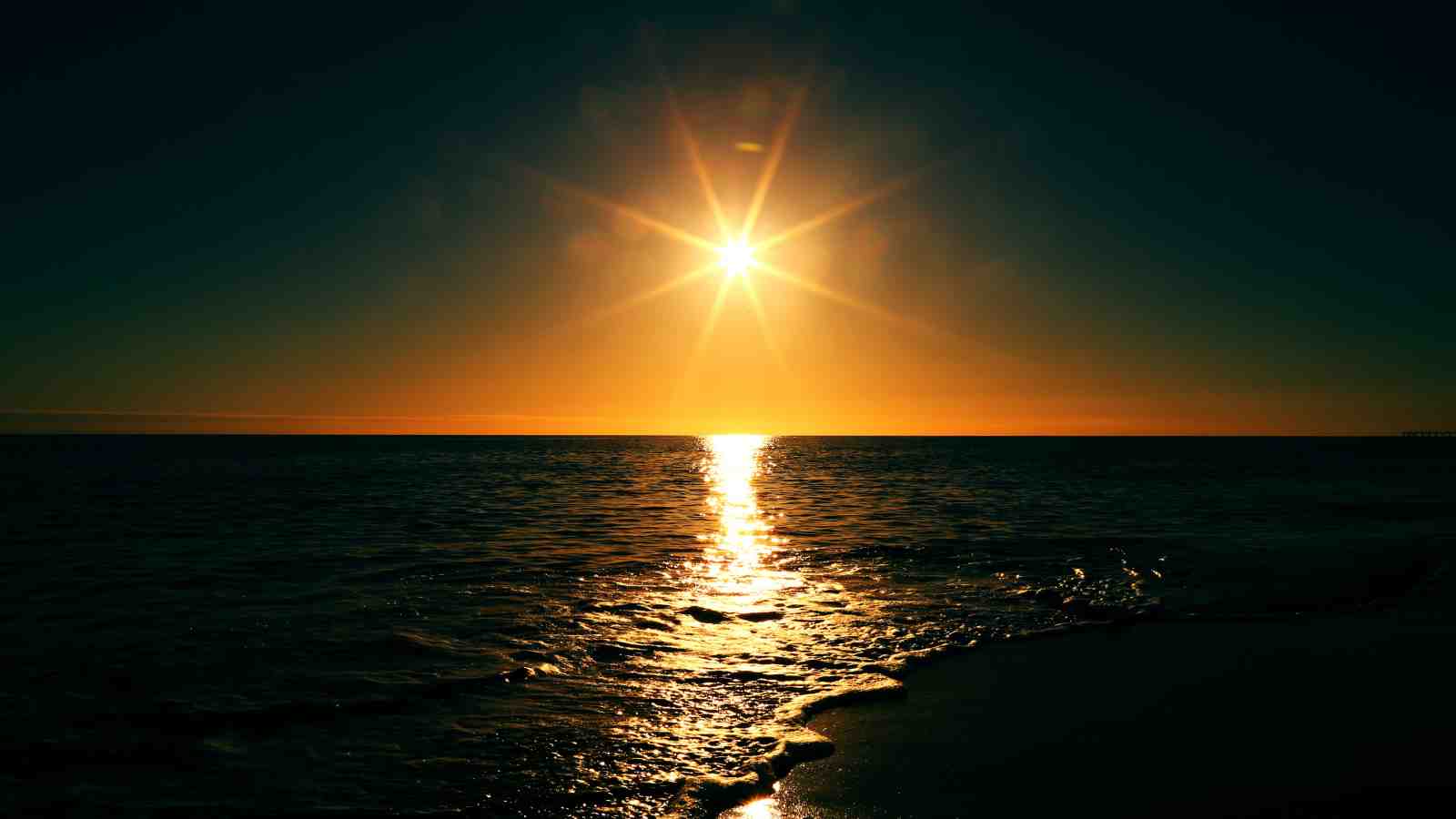 Golden Sunset Ocean Reflection Wall Art