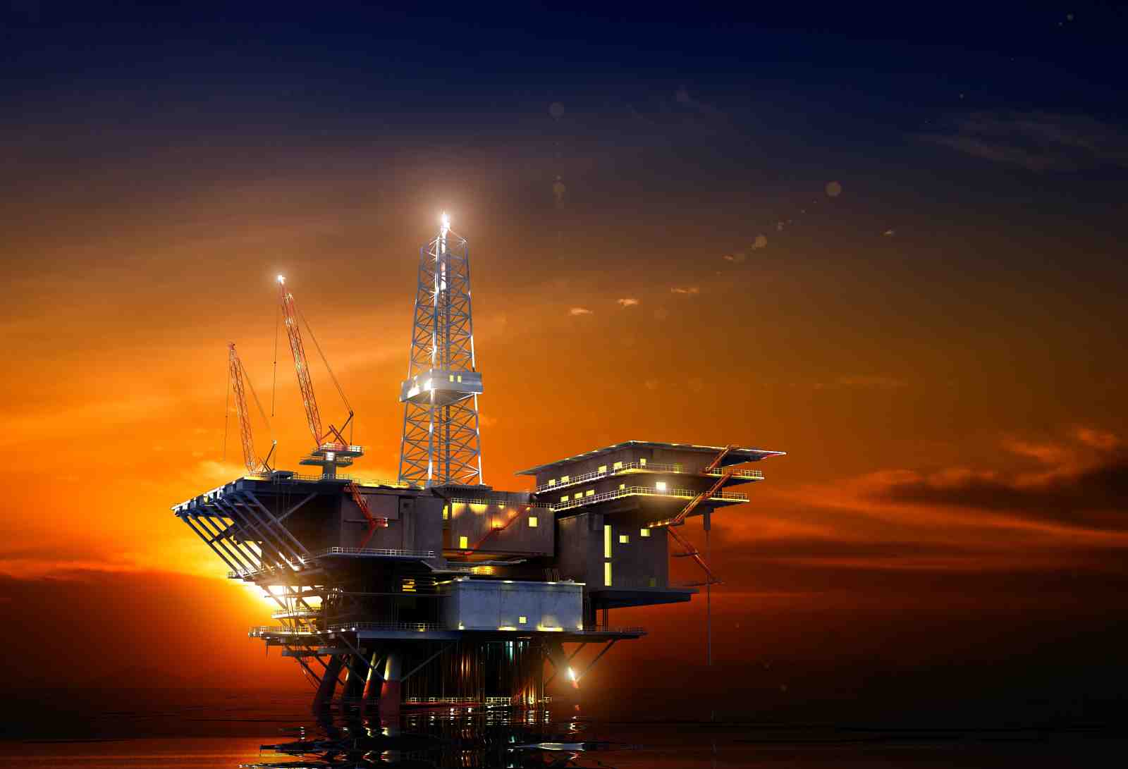 Oil Rig Sunset Industrial Wall Art