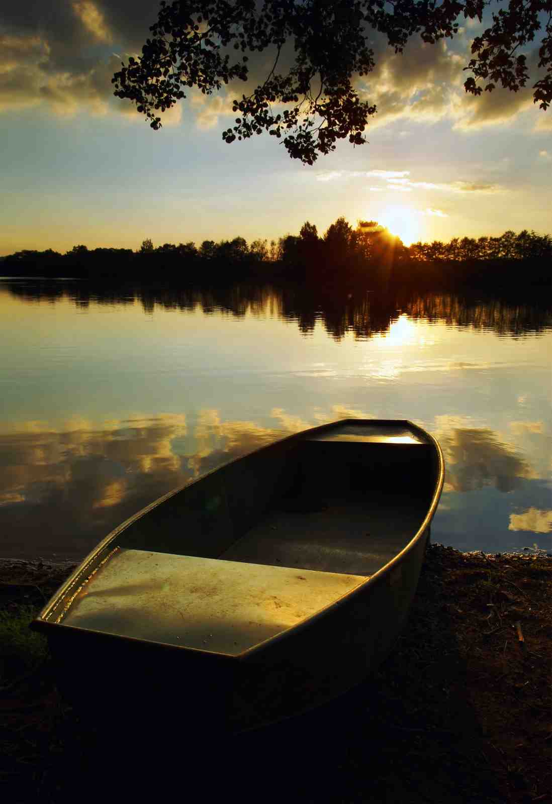 Serene Sunset Rowboat Serenity Wall Art