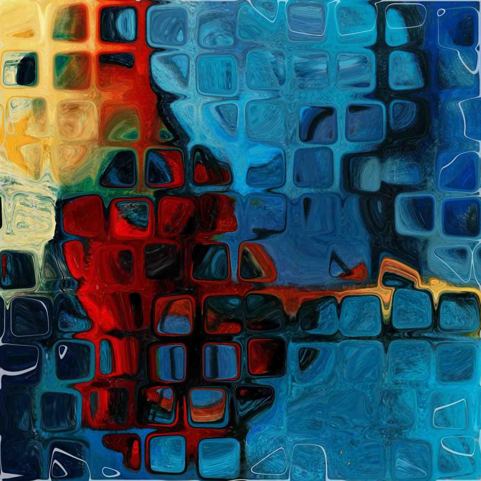 Abstract Blue & Red Fusion Wall Art