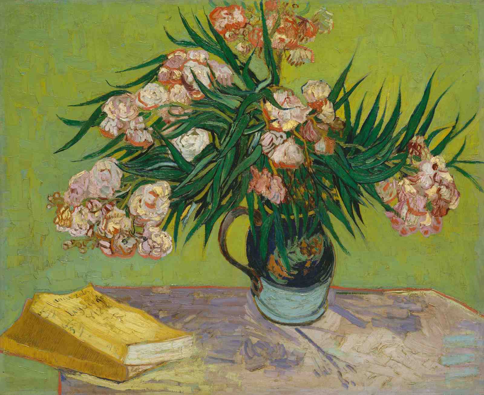 Van Gogh Oleanders & Book Wall Art - Post-Impressionist Art