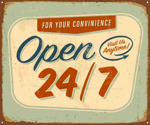 Vintage Open 24/7 Diner Sign Wall Art