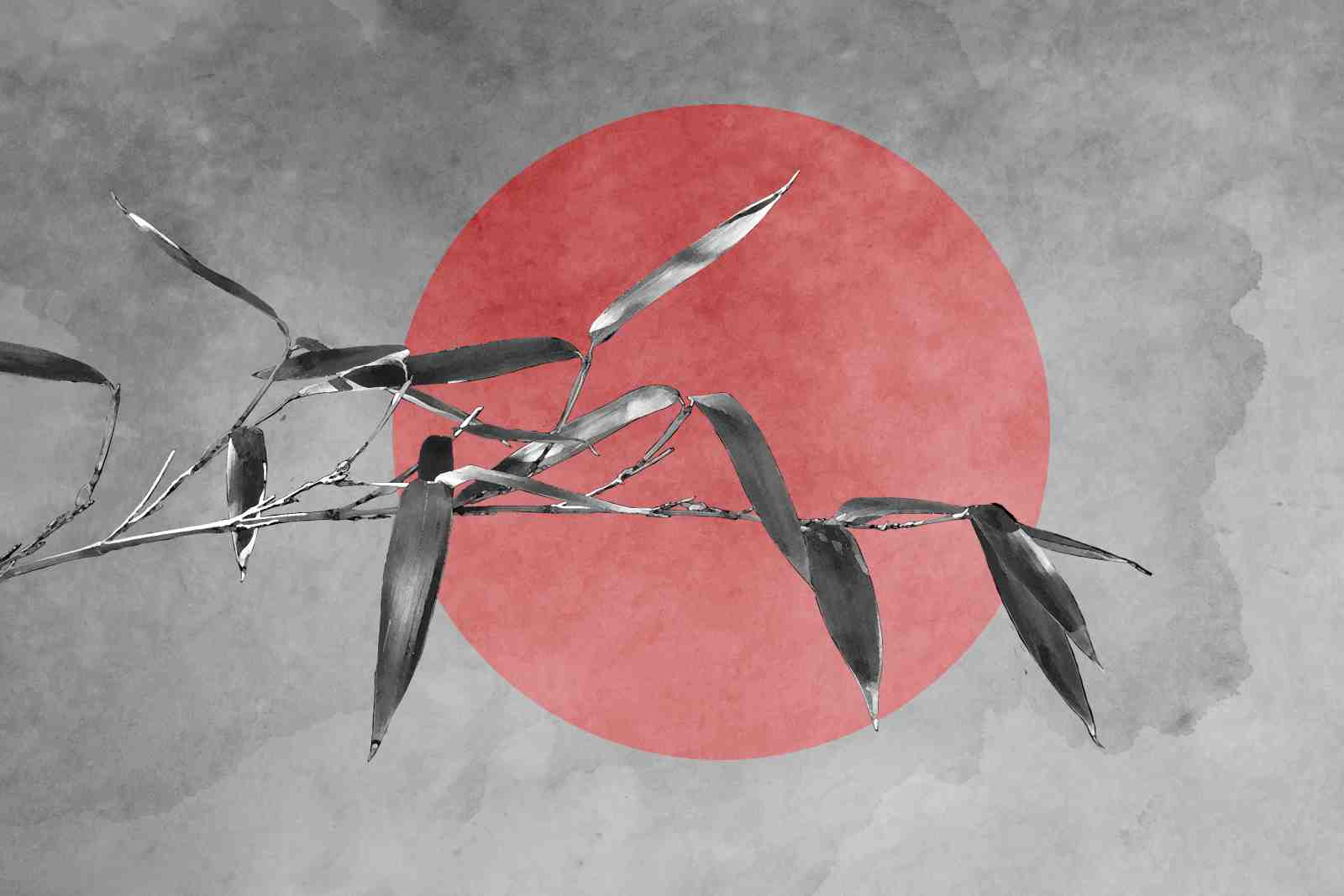 Zen Bamboo & Sun Modern Japanese Art Wall Art