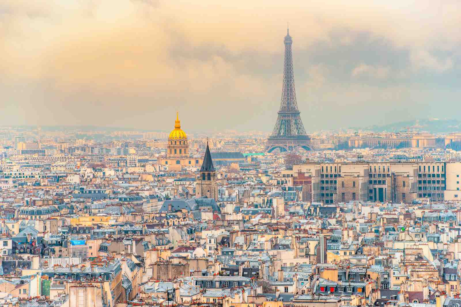 Paris Skyline Eiffel Tower Golden Dome Wall Art