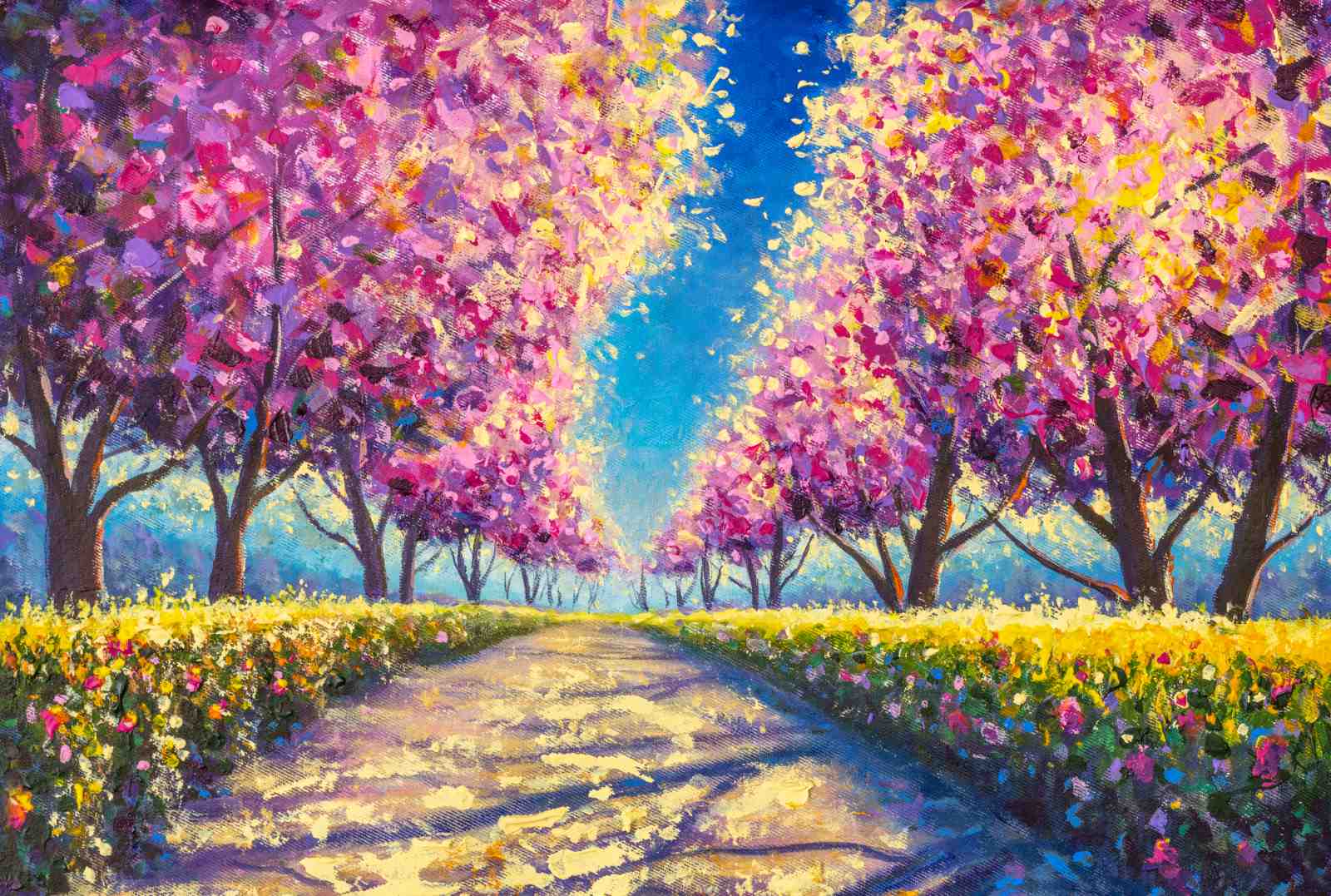 Vibrant Blossom Path Wall Art - Spring Wall Art