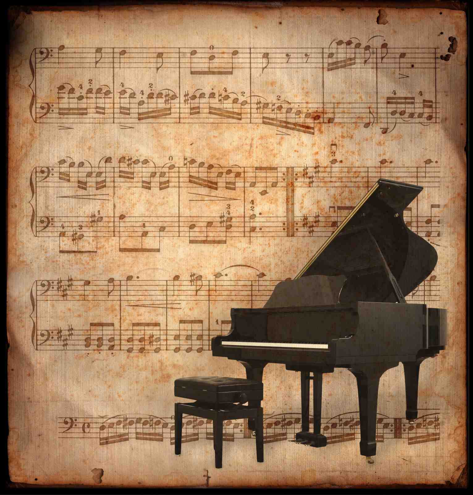 Vintage Piano & Sheet Music Wall Art