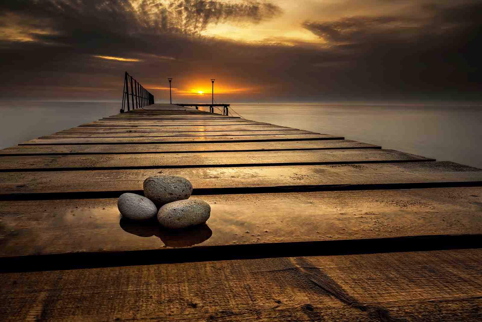 Serene Sunset Pier Landscape Wall Art