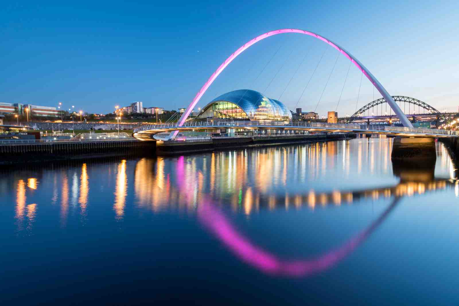 Modern Cityscape Bridge & River Night Wall Art