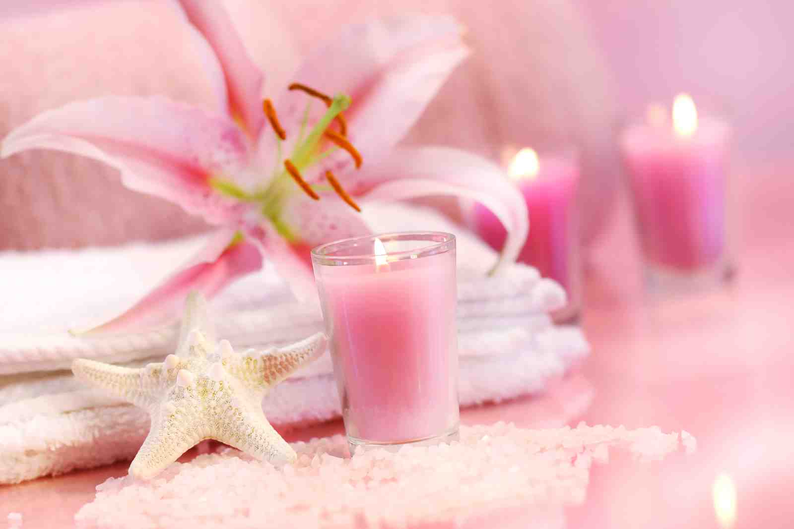 Tranquil Pink Lily & Candle Spa Wall Art