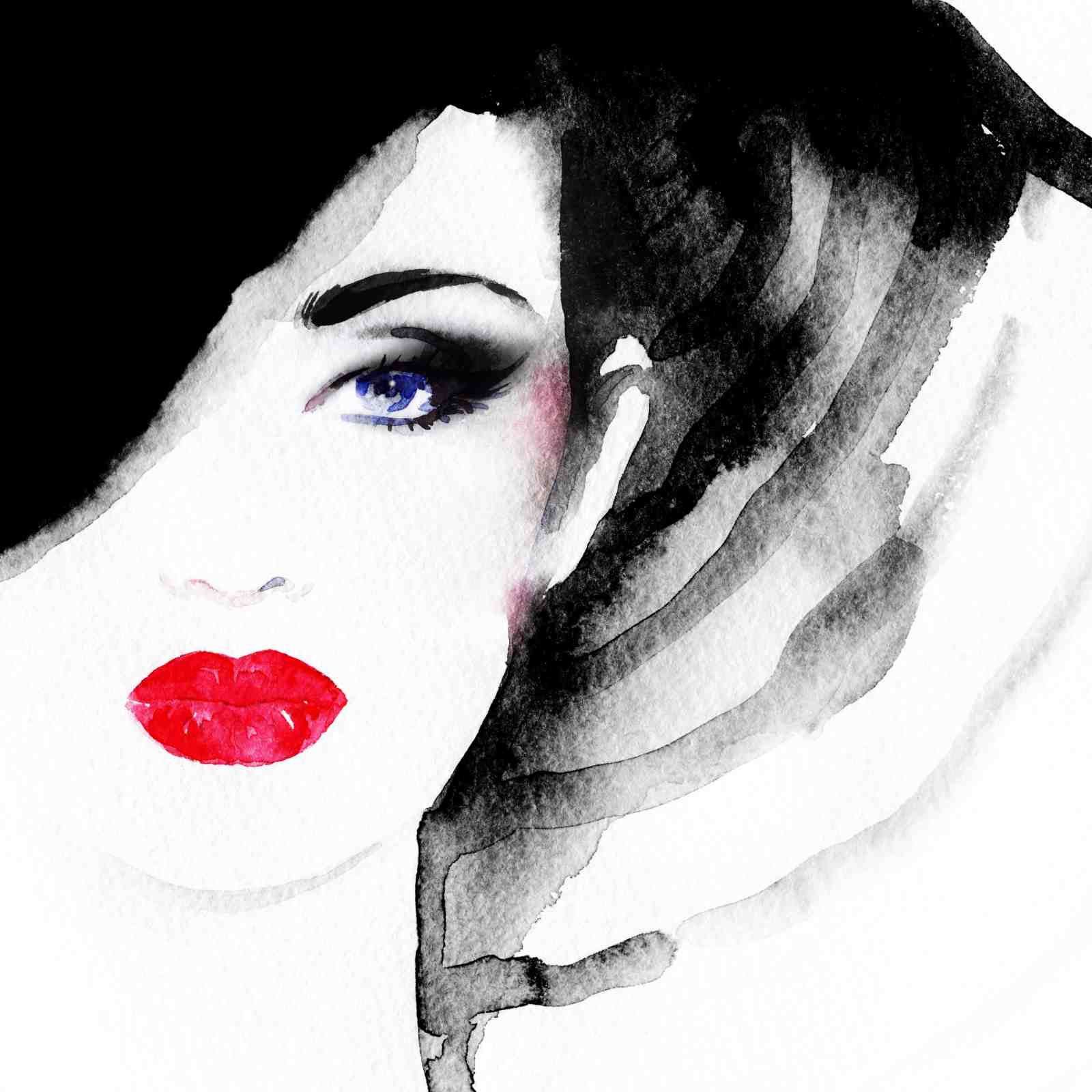 Bold Red Lips & Blue Eye Portrait Wall Art