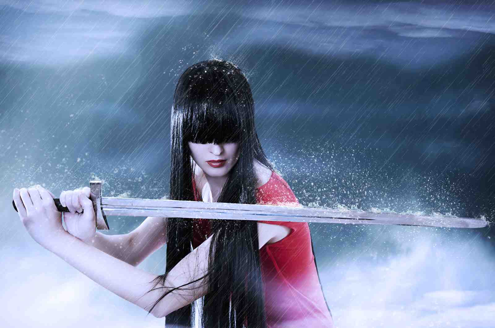 Warrior Woman in Rain Wall Art