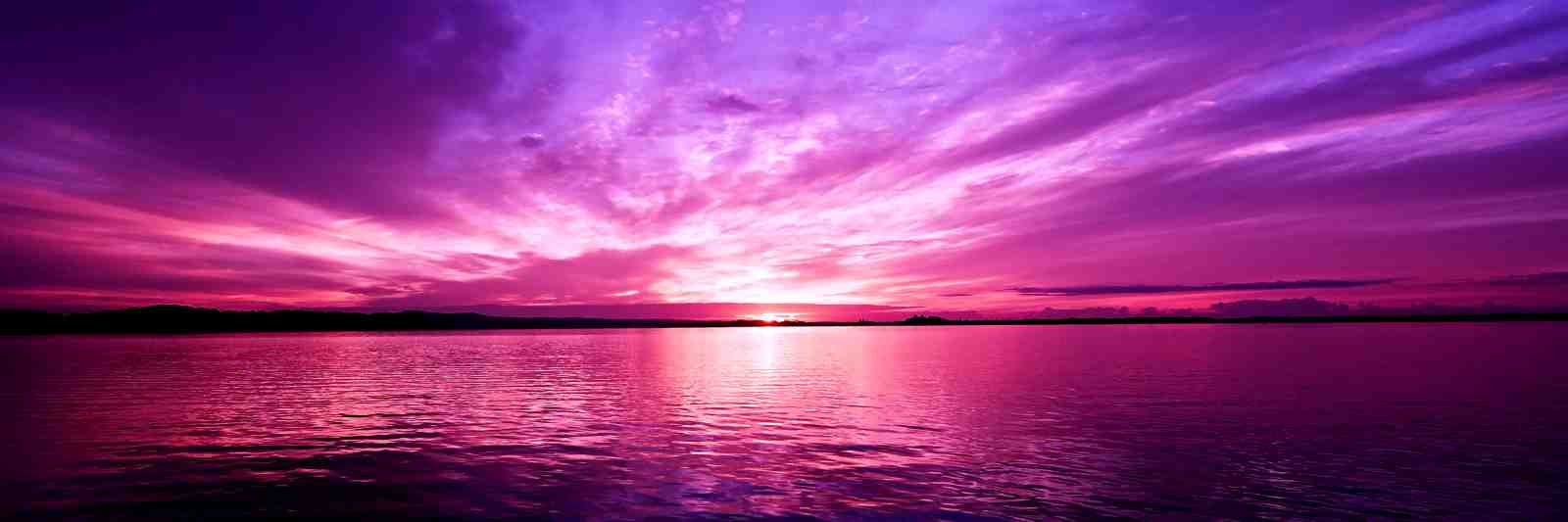 Vibrant Pink Sunset Lake Wall Art