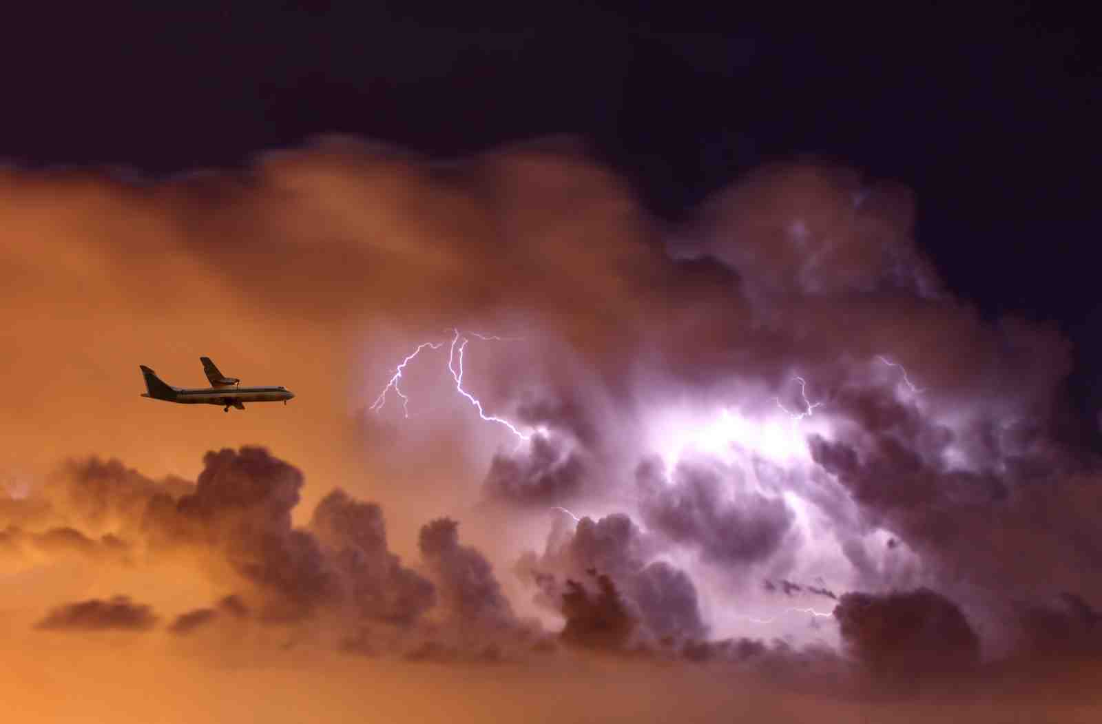Stormy Skies Airplane Lightning Wall Art