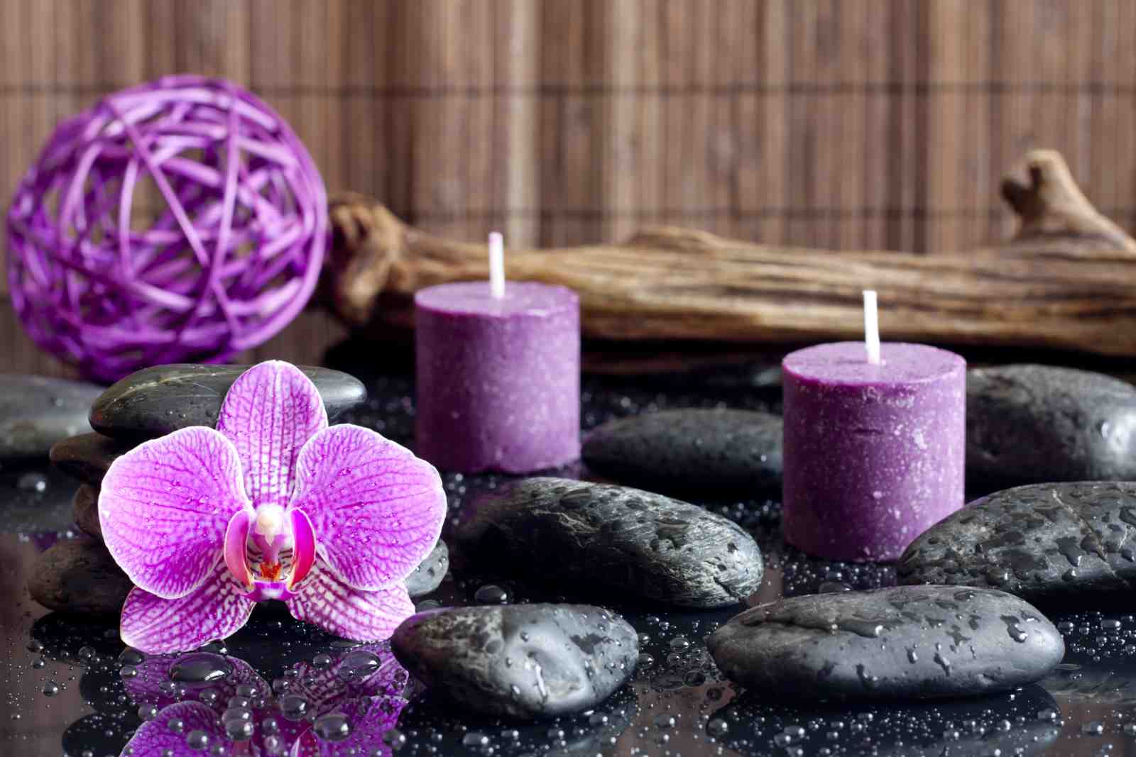 Serene Purple Orchid & Zen Stones Wall Art