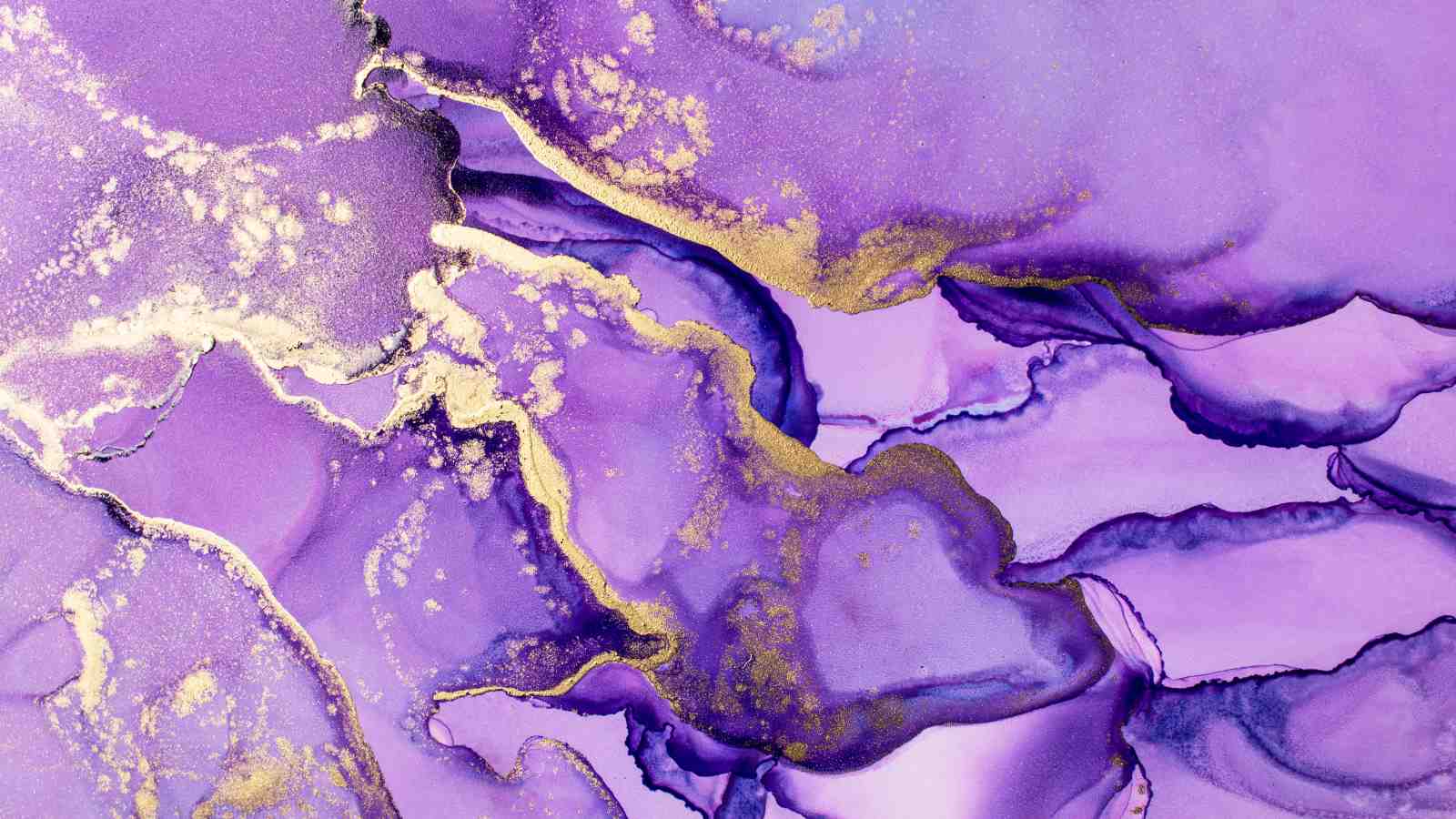 Abstract Purple & Gold Fluid Art Wall Art