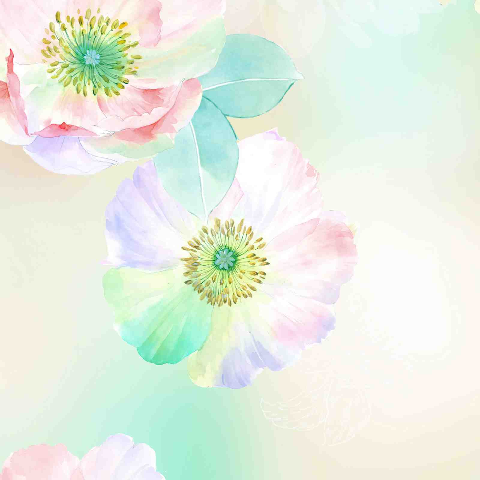 Soft Pastel Floral Watercolor Wall Art