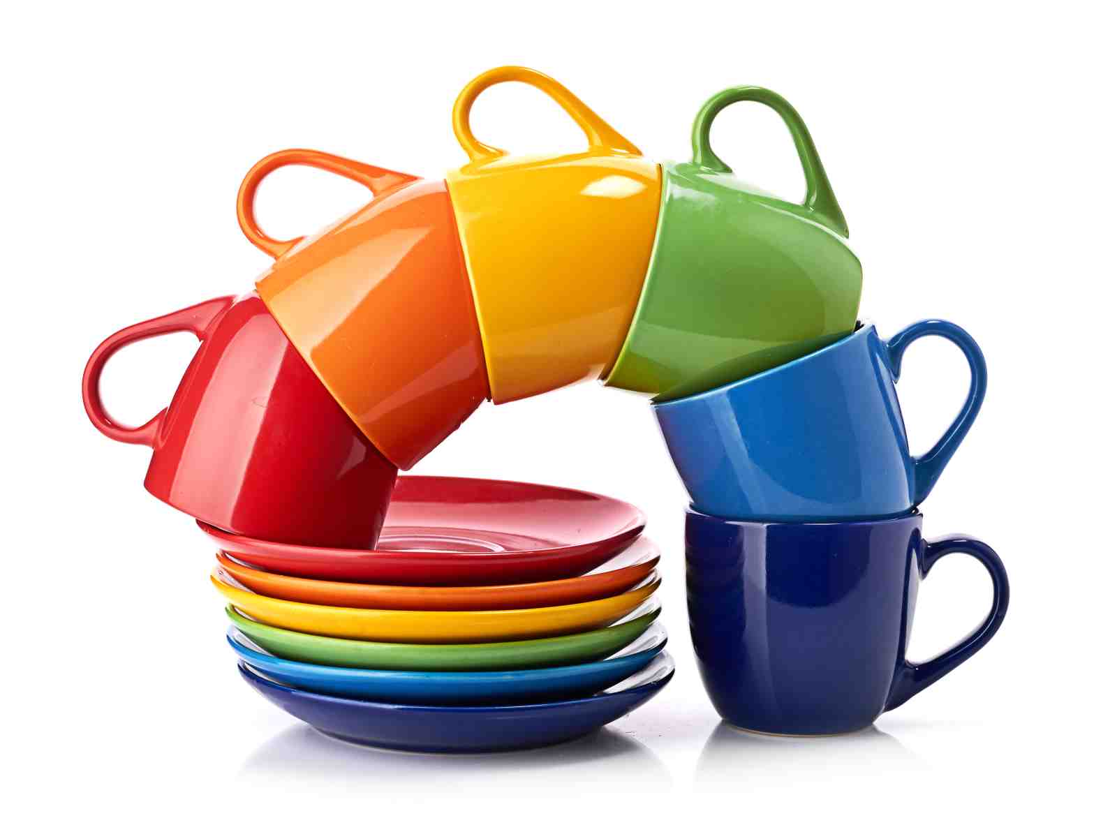 Vibrant Rainbow Coffee Cups Wall Art