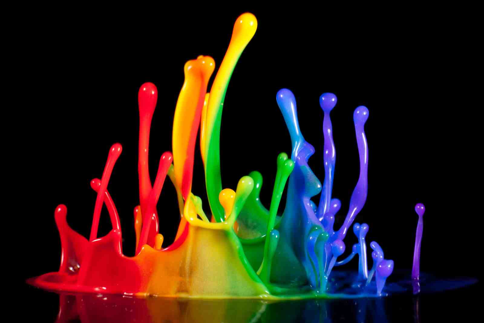 Rainbow Paint Splash Abstract Wall Art