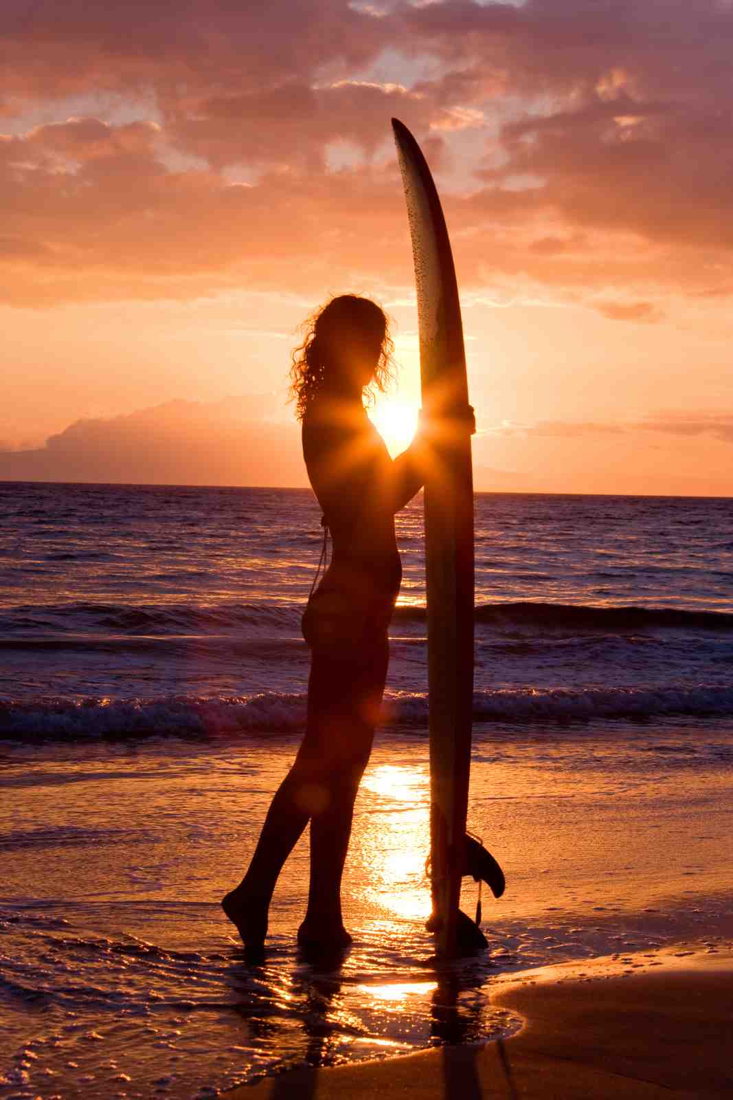 Sunset Serenity Surfer Beach Wall Art