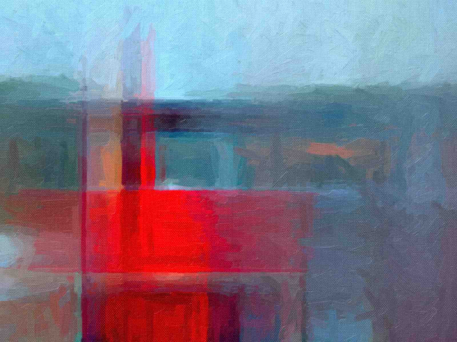 Vibrant Abstract Red & Blue Landscape Wall Art