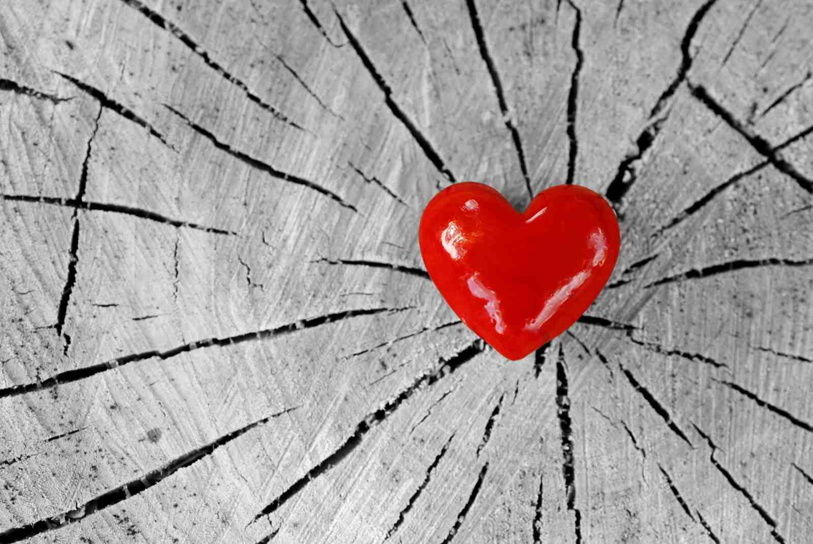 Vibrant Red Heart on Wood Grain Wall Art