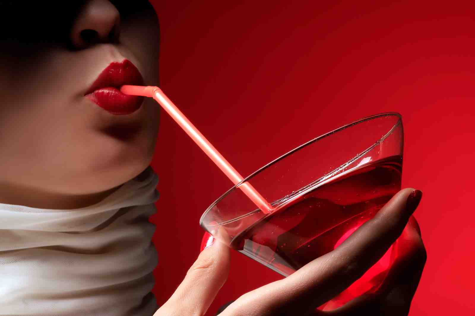Bold Red Lips & Drink Wall Art