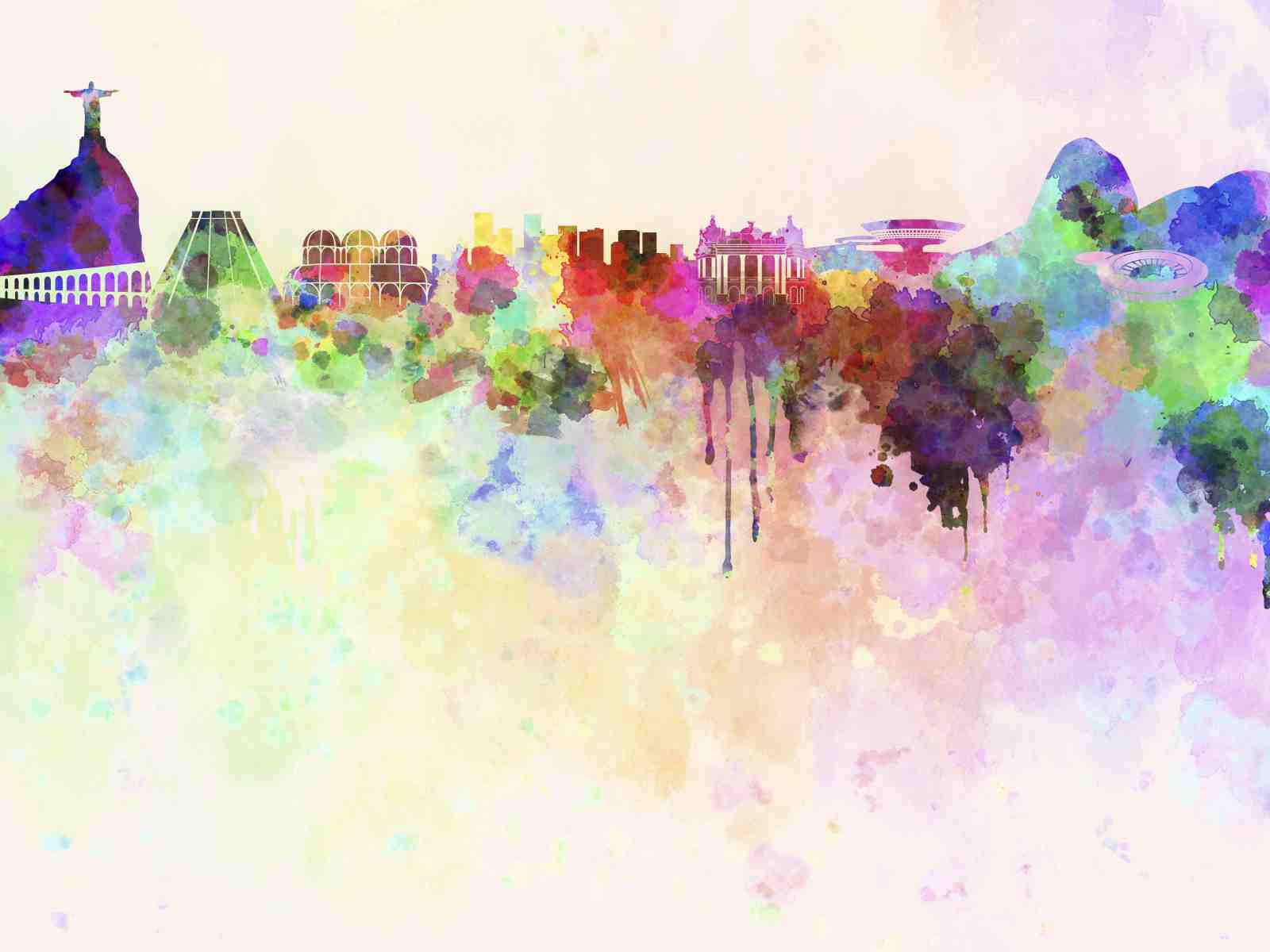 Vibrant Rio de Janeiro Skyline Watercolor Wall Art
