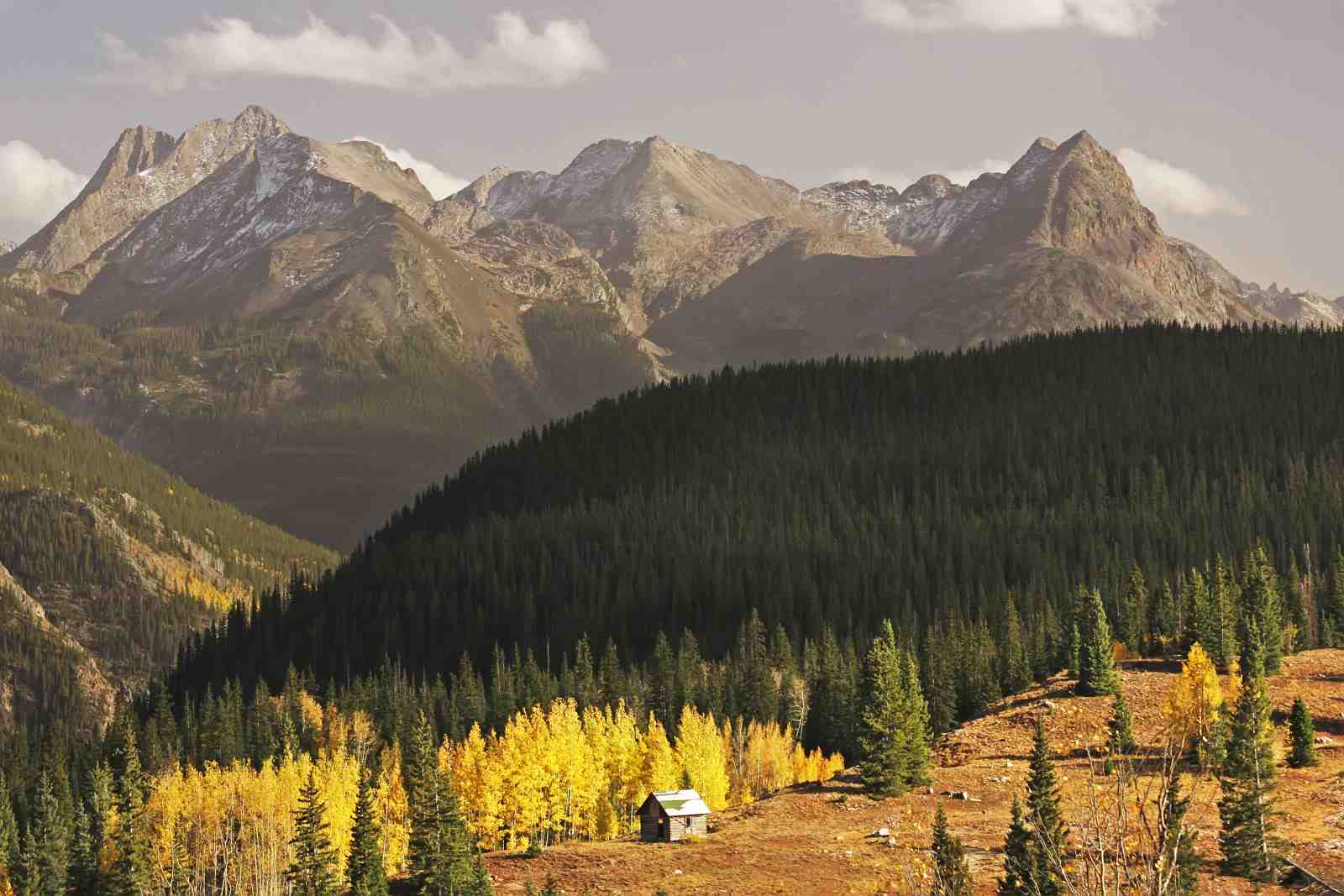 Majestic Mountain Cabin Autumn Forest Wall Art