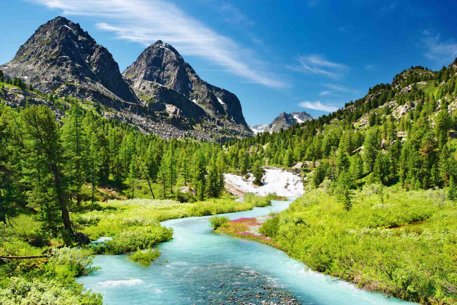 Majestic Mountain River Landscape Wall Art