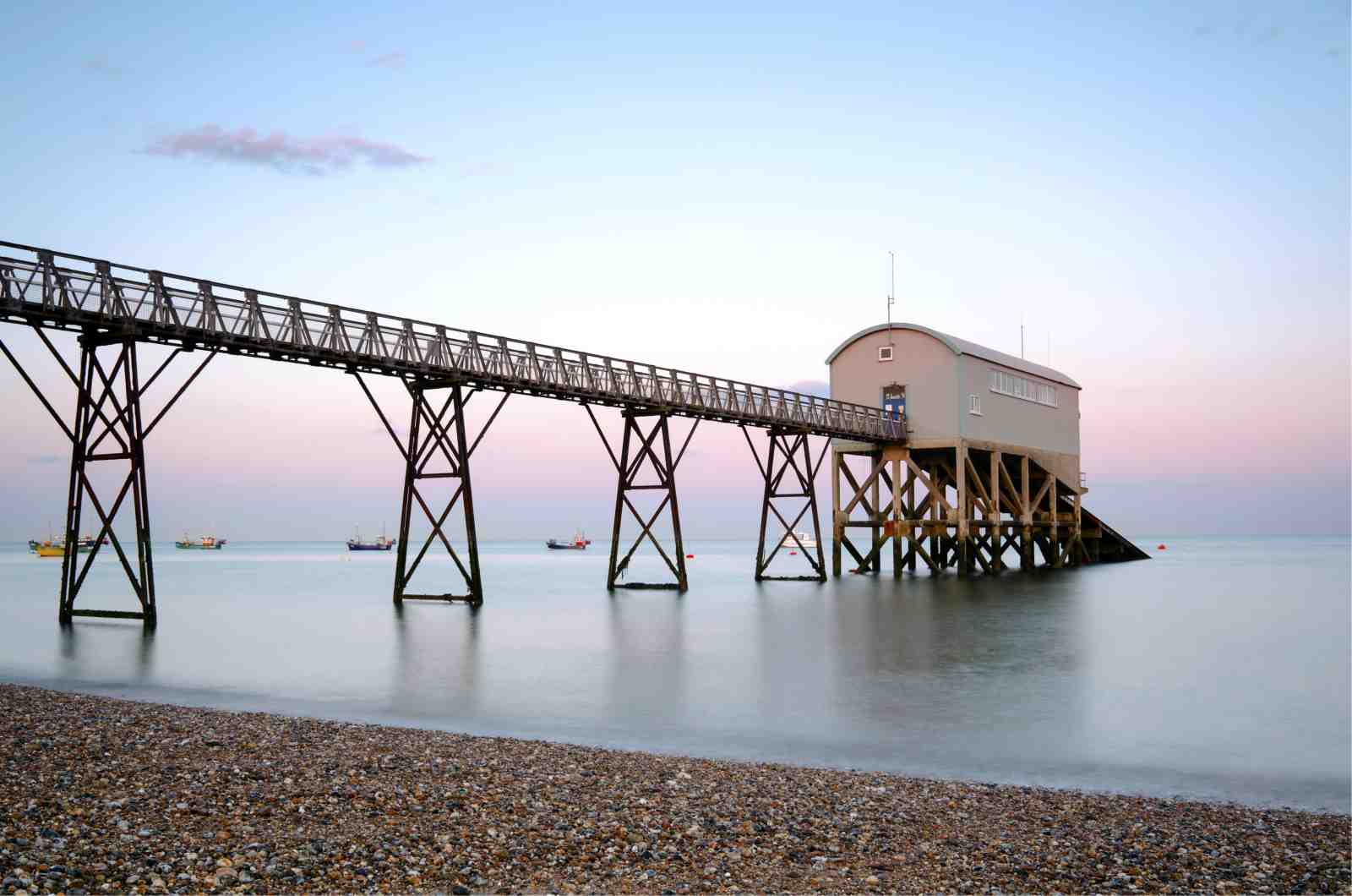 Serene Beach Pier Lifeboat Station Wall Art