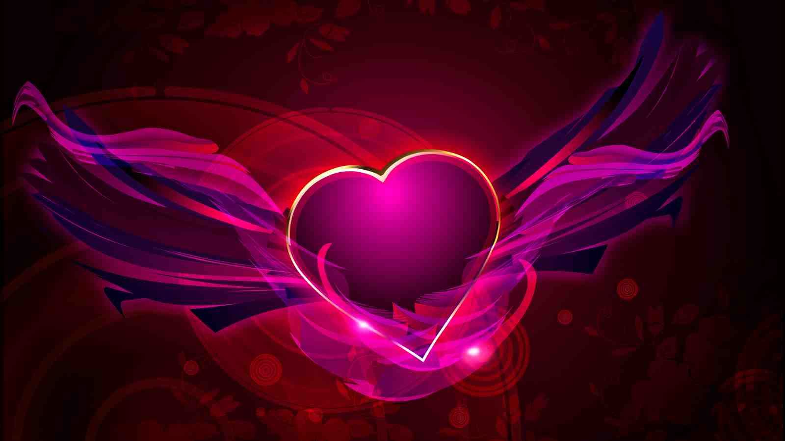 Winged Heart Magenta Glow Wall Art