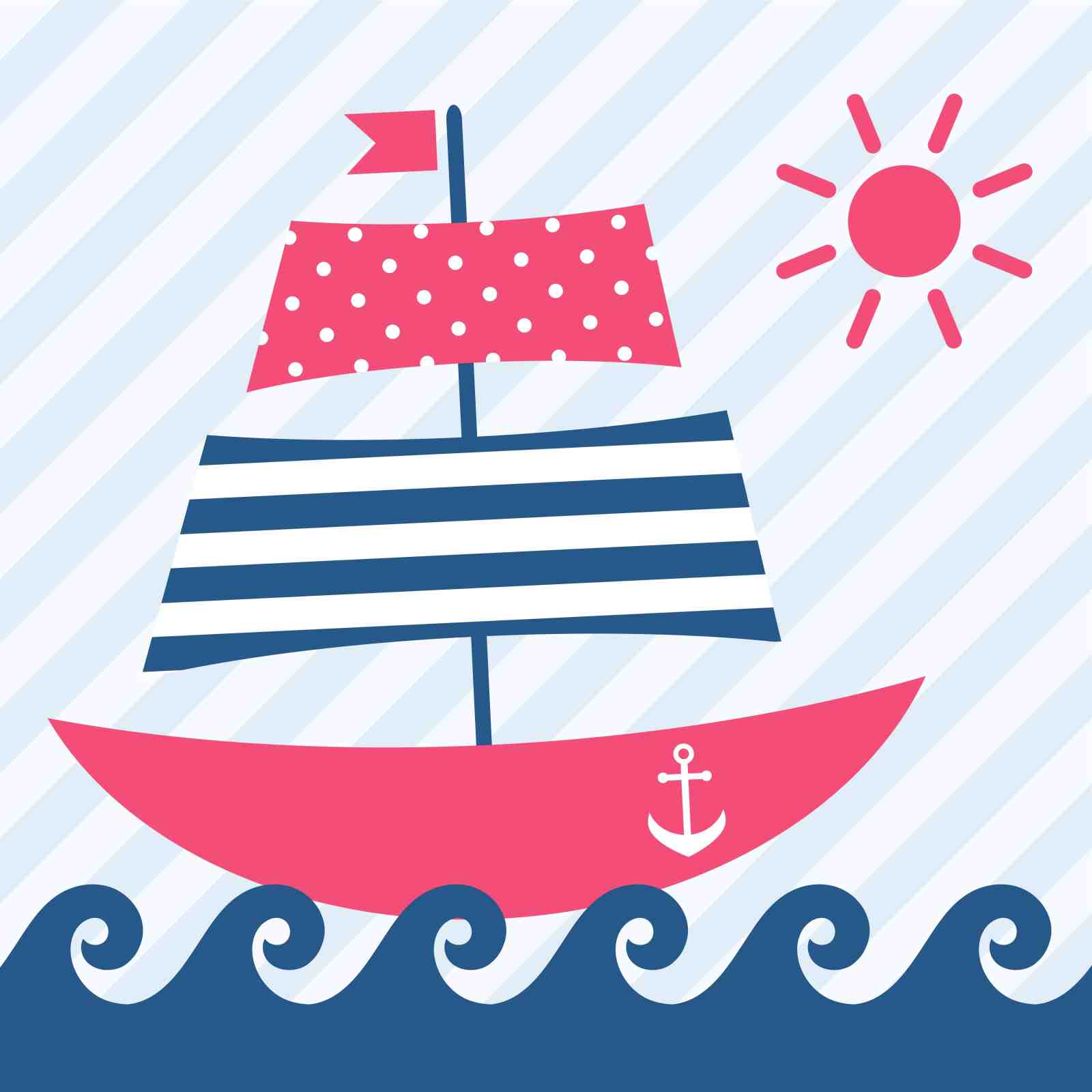 Nautical Sailboat & Sun Wall Art