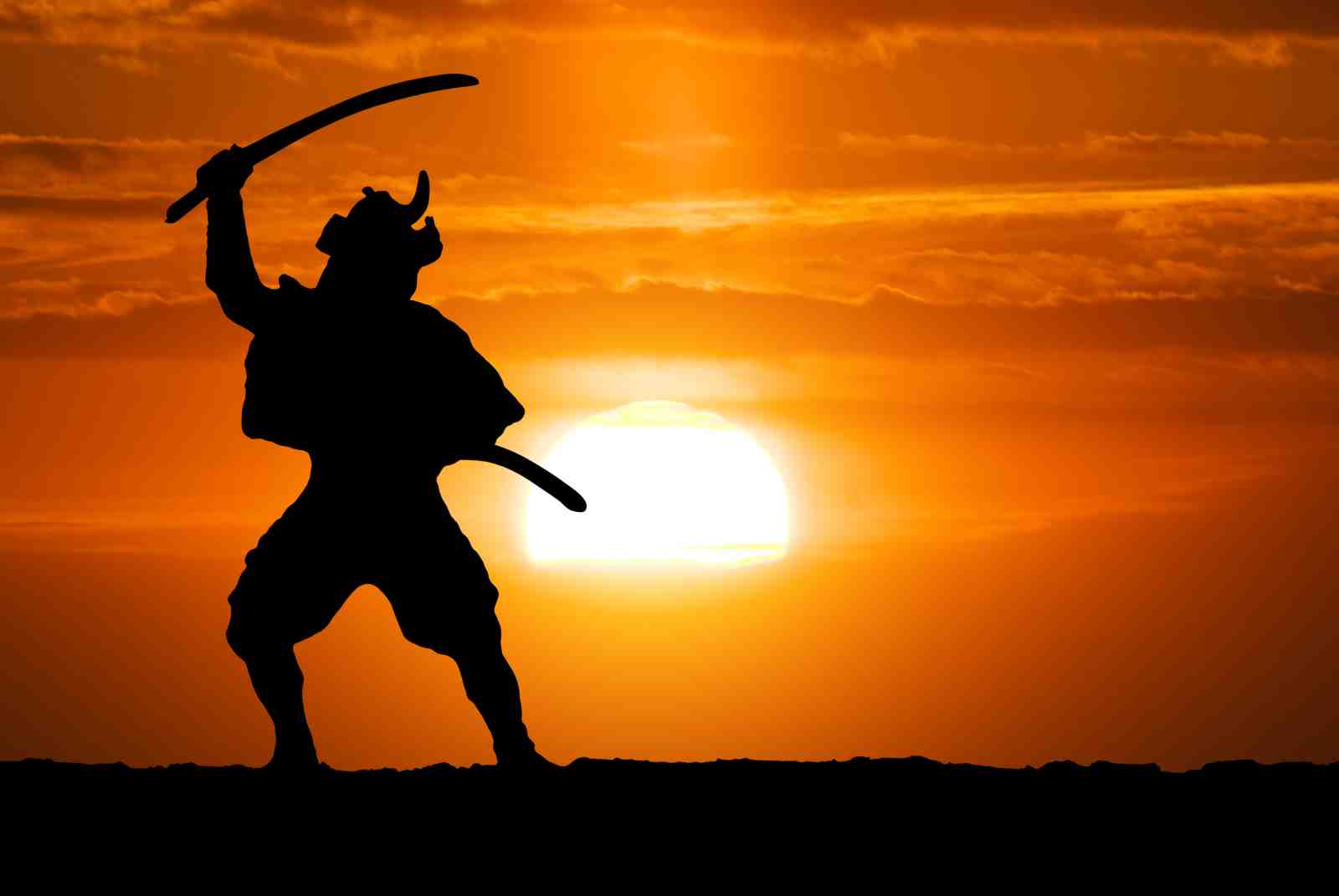 Samurai Warrior Sunset Wall Art