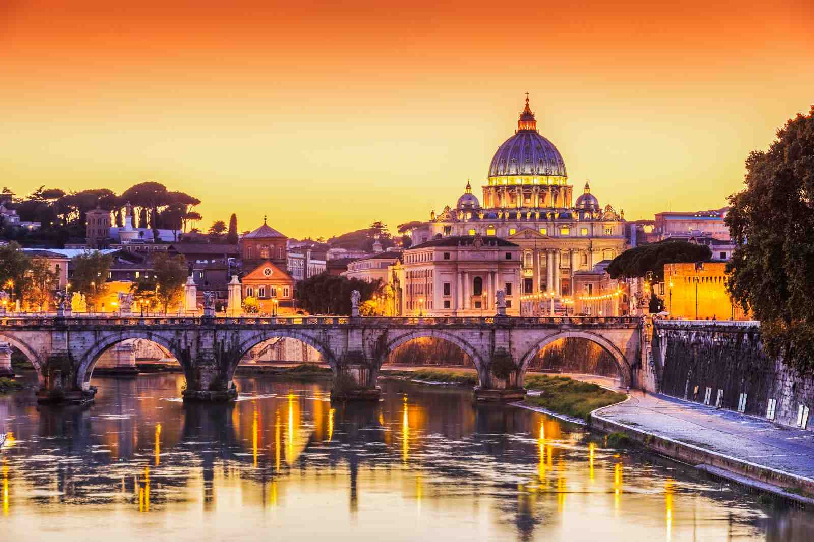 Vatican City Sunset Ponte Sant'Angelo Wall Art