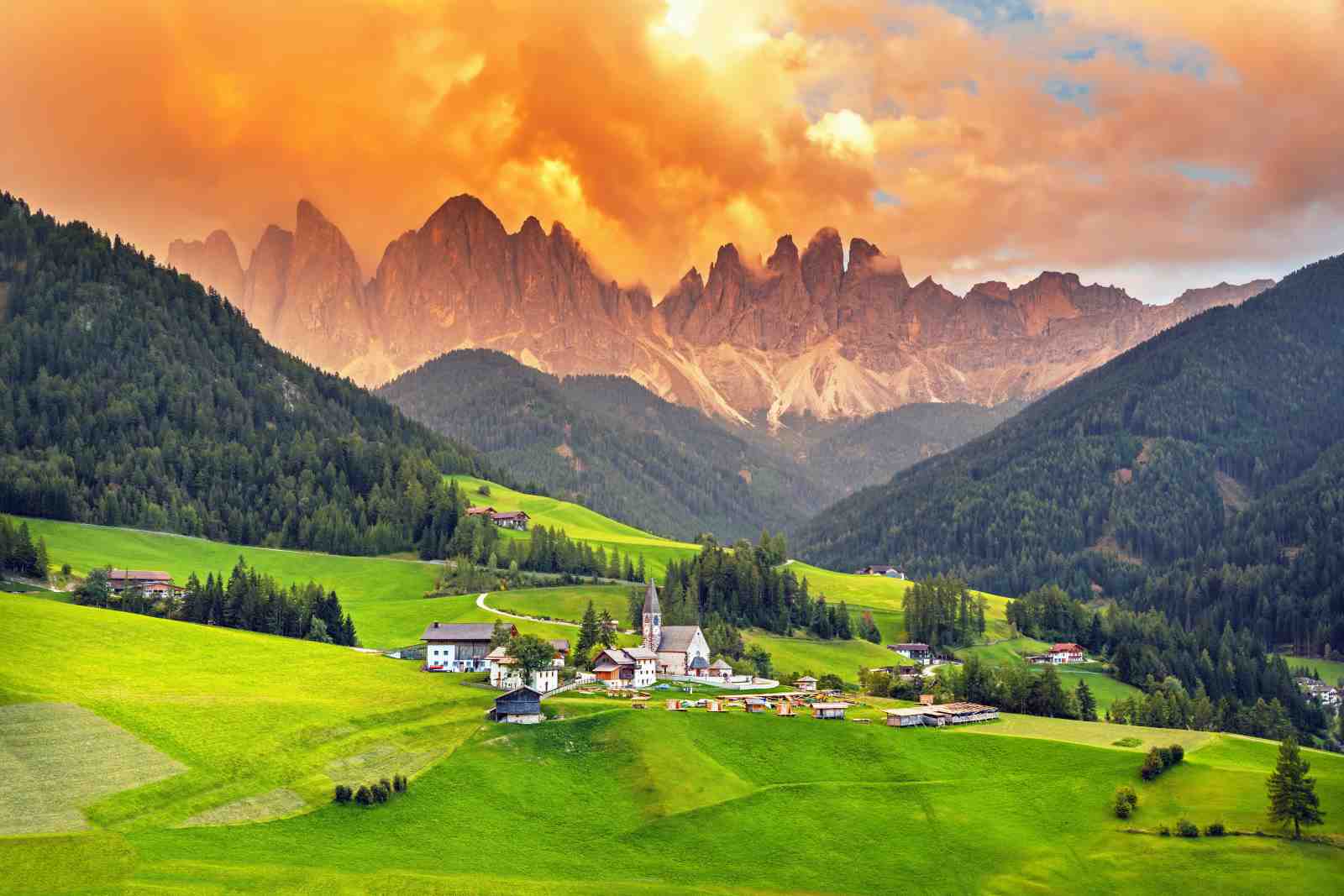 Idyllic Alpine Village Landscape Wall Art