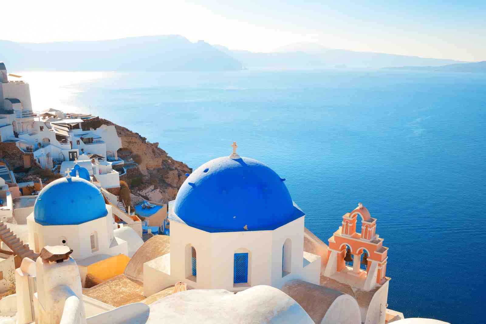 Santorini Blue Domes Ocean View Wall Art