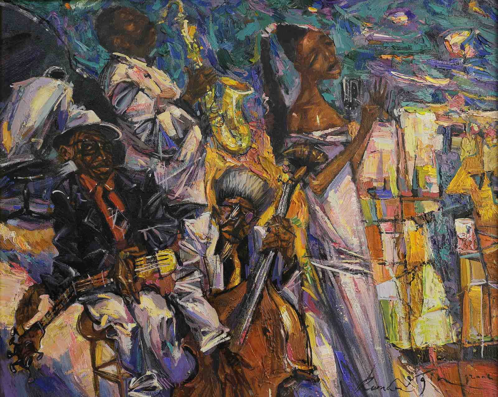 Vibrant Jazz Band Wall Art - Soulful Music Art