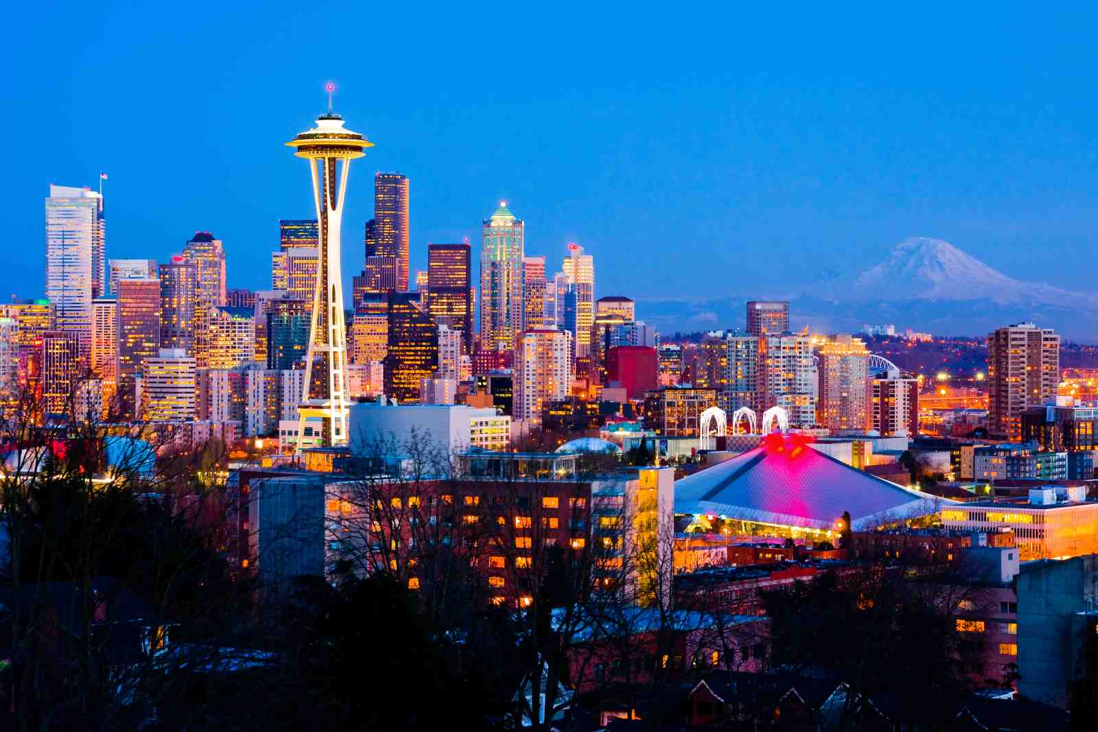 Seattle Skyline at Twilight Wall Art
