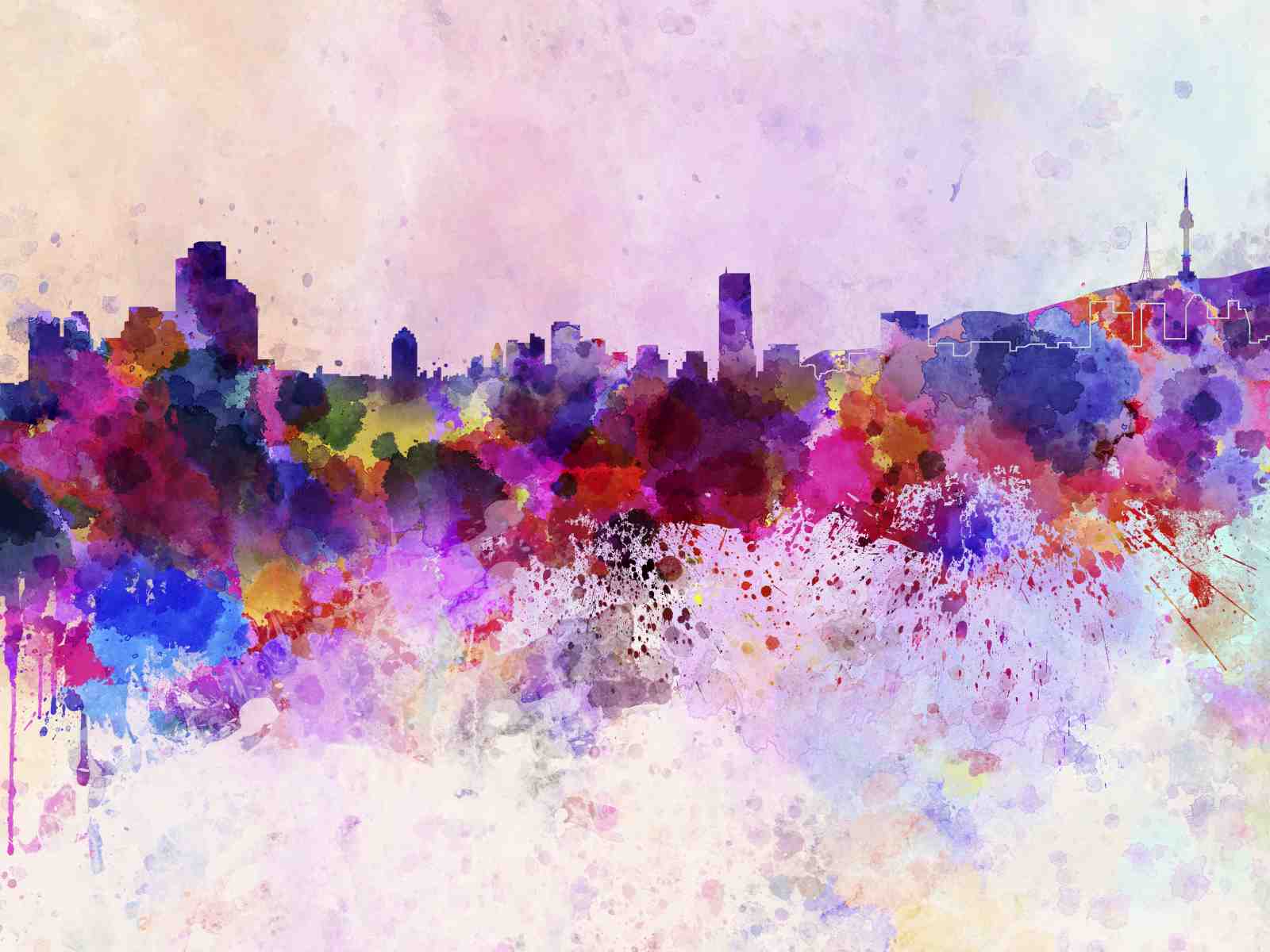 Vibrant Cityscape Watercolor Wall Art