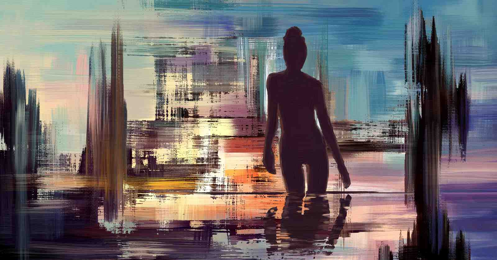 Abstract Solitude Woman Wall Art