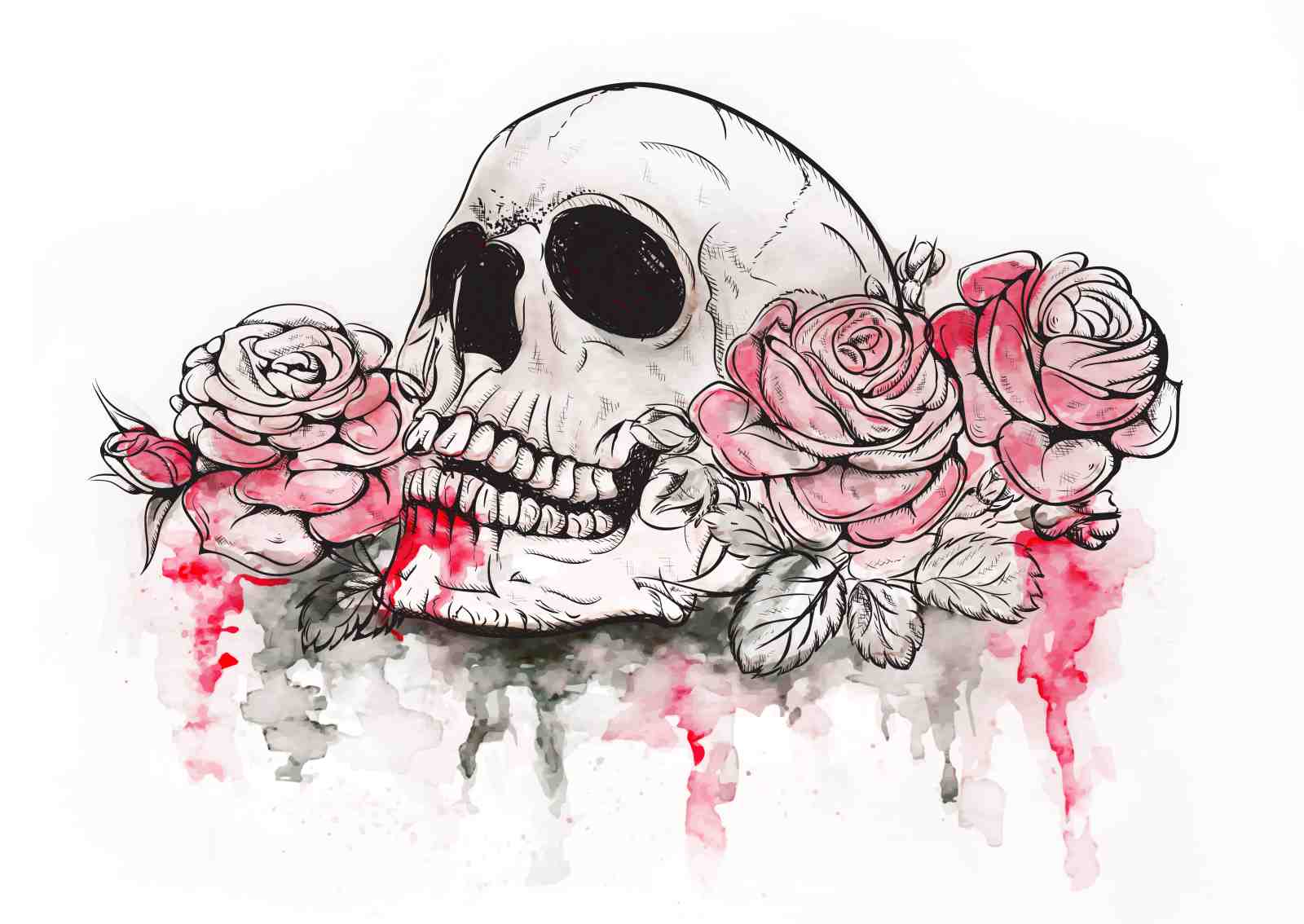 Gothic Skull & Roses Wall Art