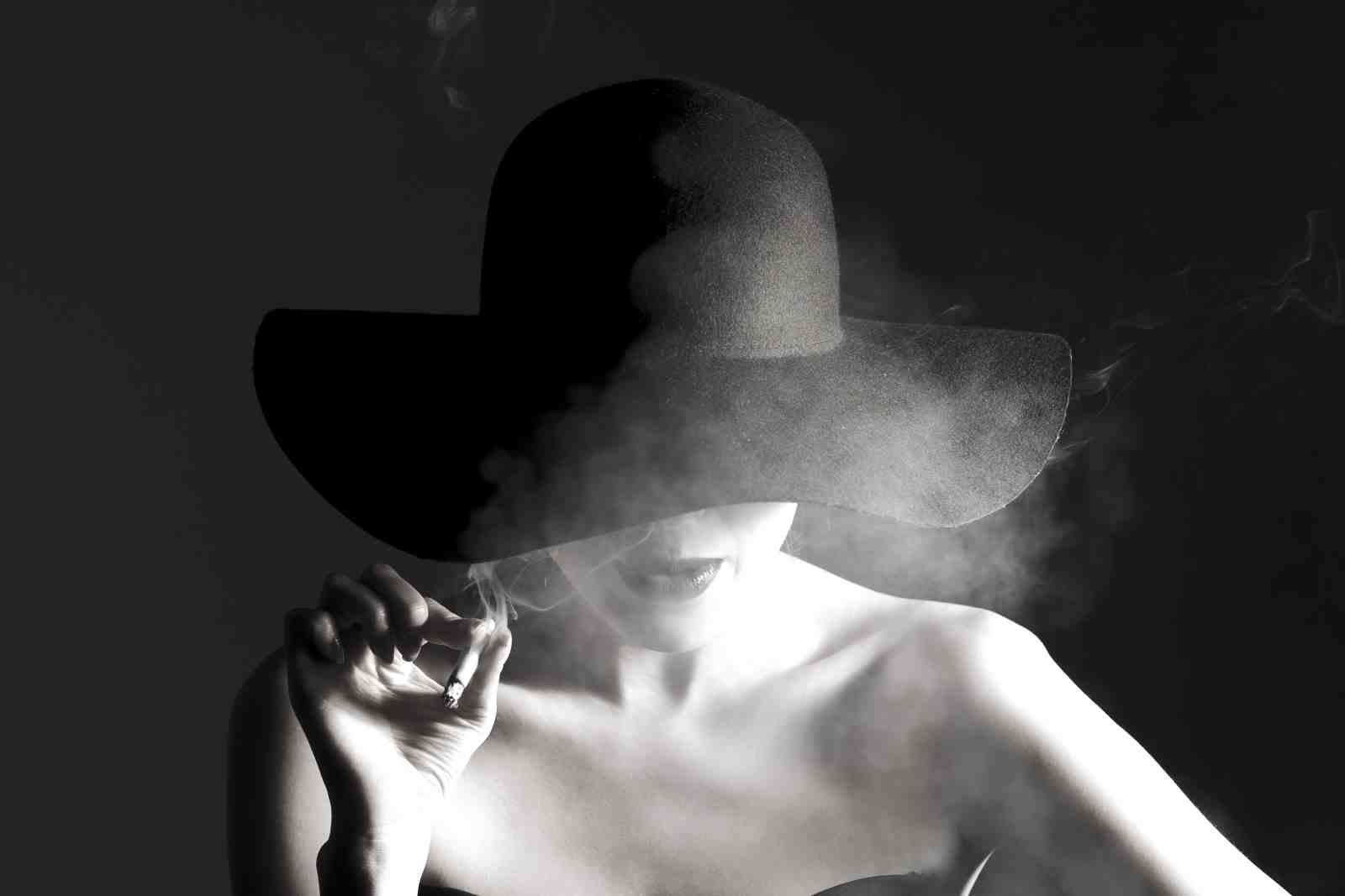 Mysterious Femme Fatale Chic Hat Wall Art
