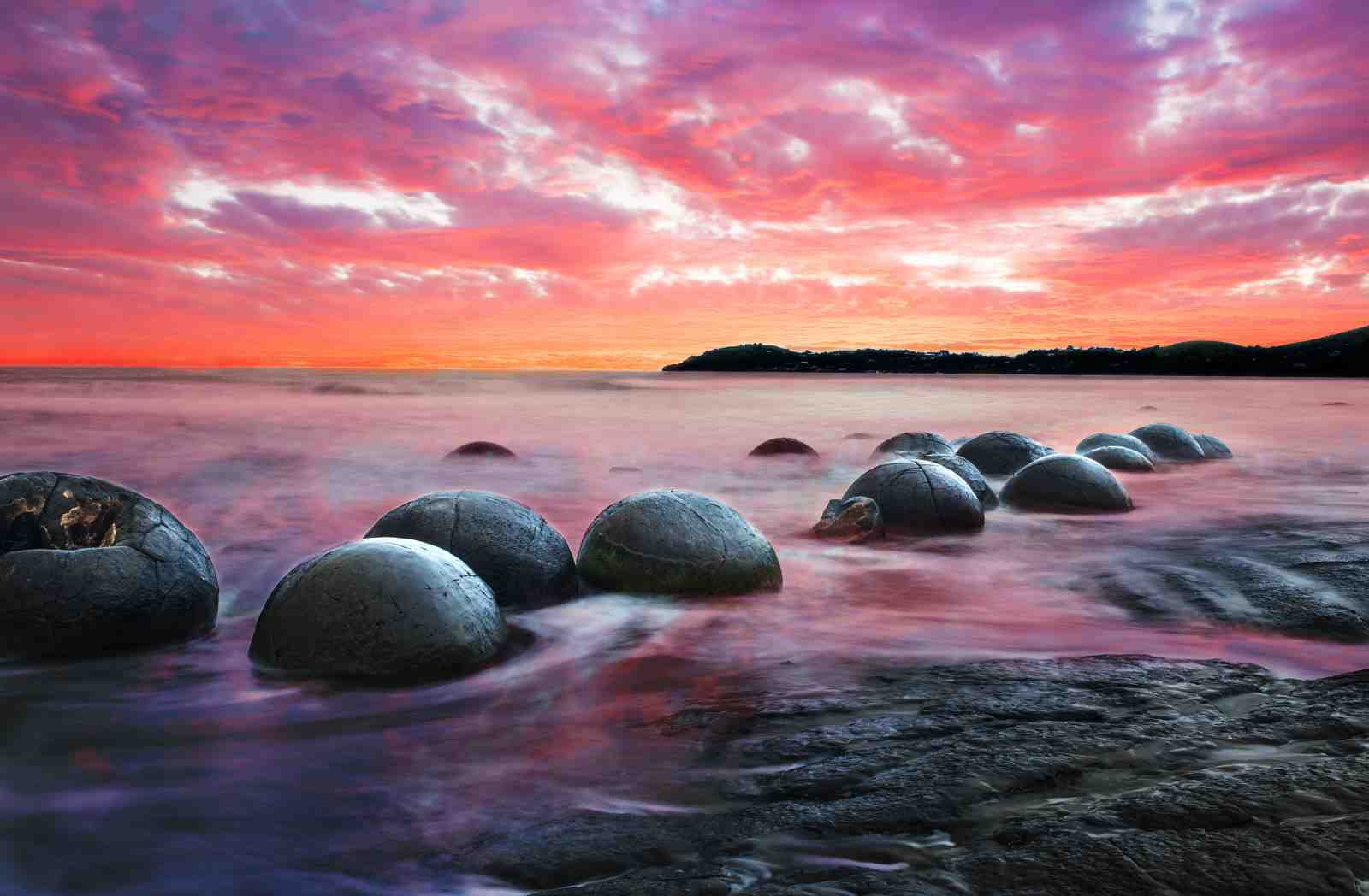Mystical Moeraki Boulders Sunset Wall Art