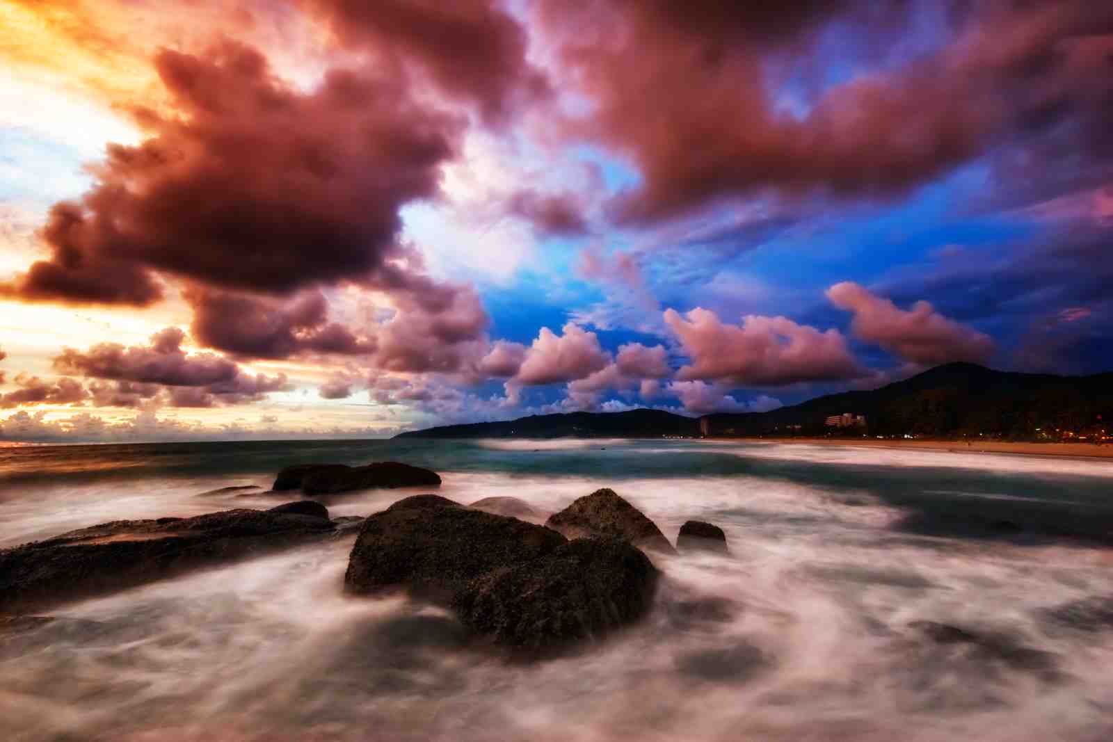 Dramatic Sunset Beach Rock Wall Art