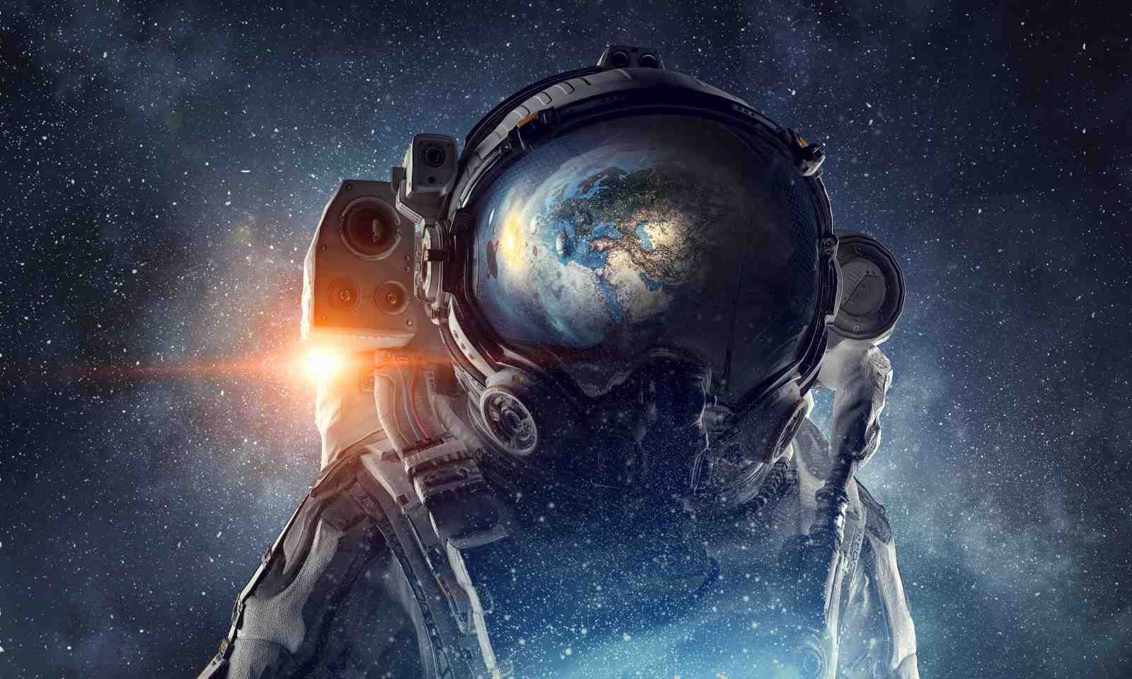 Astronaut Reflecting Earth: Cosmic View Wall Art